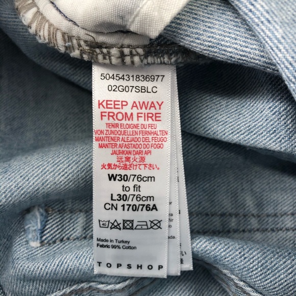 Topshop Blue Tie Waist High Rise Light Wash Jeans - Picture 5 of 8